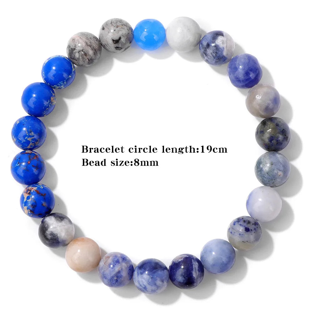HNSPCN Bead Bracelet Men 8mm Glass Solar System Edition