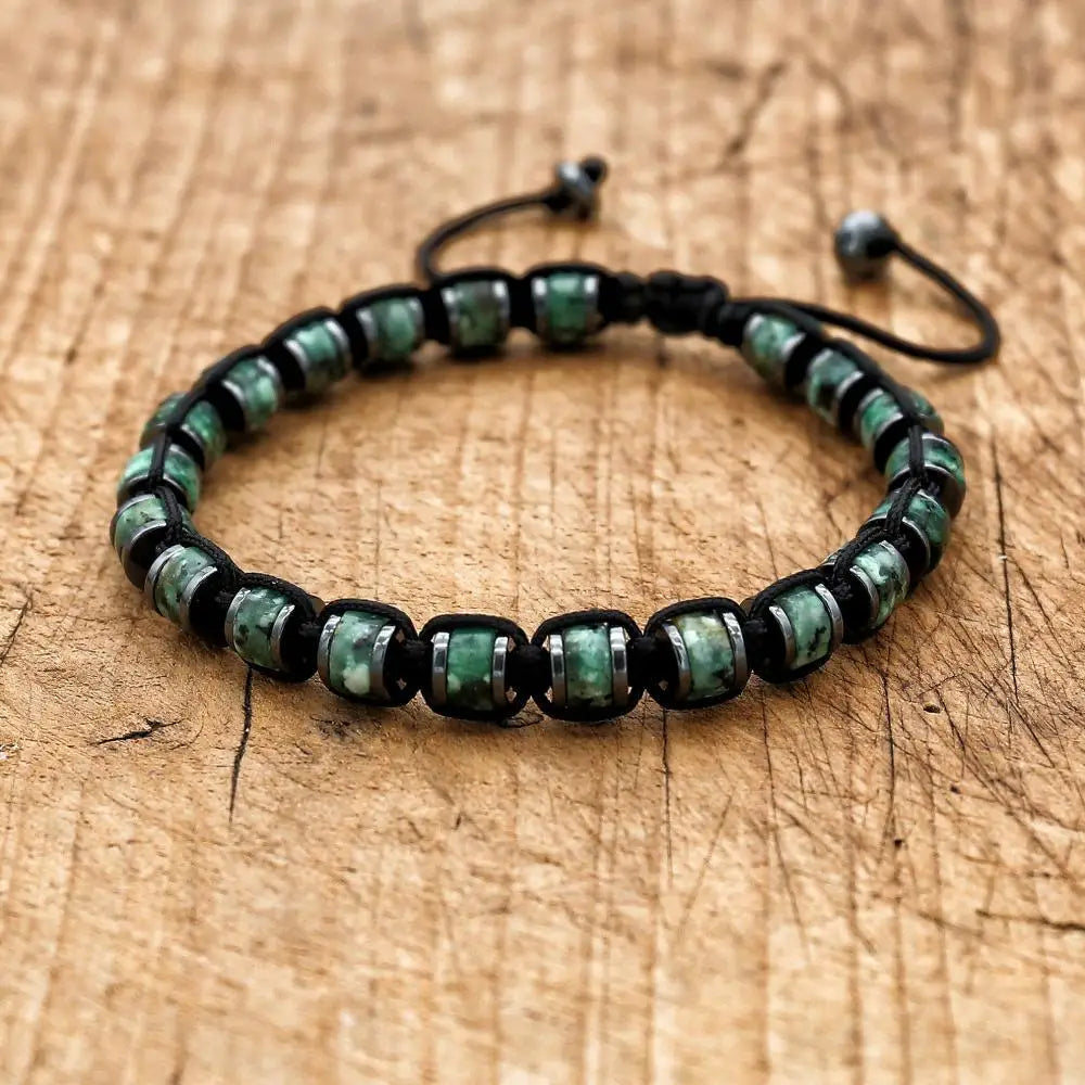 Tinker Shop Bracelet Braided Malachite Hematite for Unisex