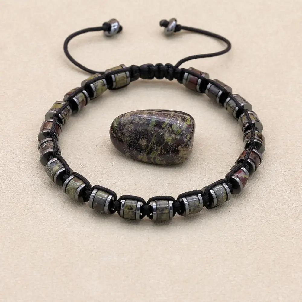 Tinker Shop Bracelet Braided Malachite Hematite for Unisex