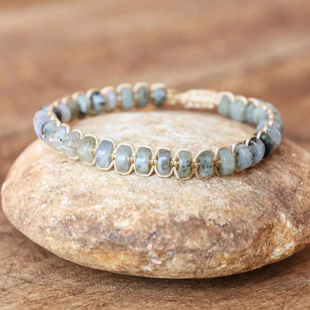 NEIPOCN Braided Bracelet With African Jasper Beads Unisex