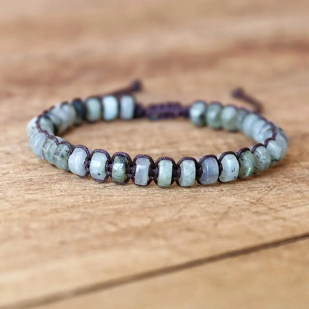 NEIPOCN Braided Bracelet With African Jasper Beads Unisex