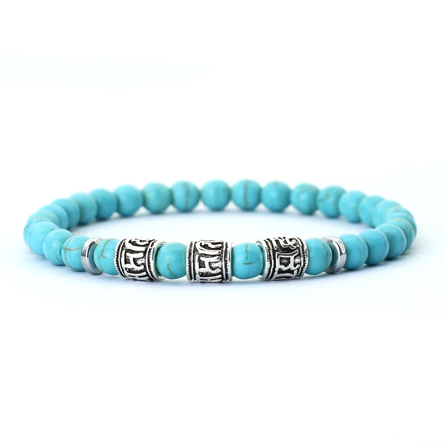 Noter Mantra Bracelet For Men 6mm Howlite Lava Beads