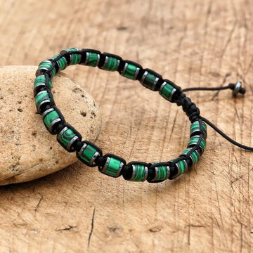Tinker Shop Bracelet Braided Malachite Hematite for Unisex