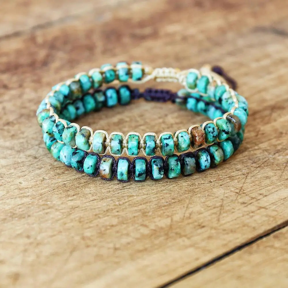 NEIPOCN Braided Bracelet With African Jasper Beads Unisex