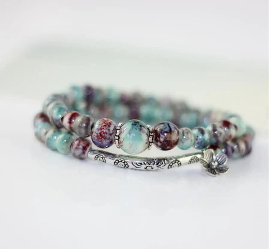 Miredo Charm Bracelet Ceramic With Plant Pattern For Women