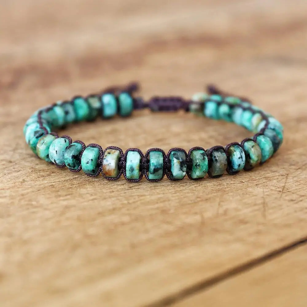 NEIPOCN Braided Bracelet With African Jasper Beads Unisex