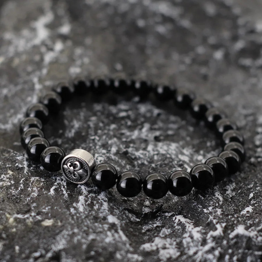 NoterCN Stone Beaded Bracelet Stainless Steel Gift For Men