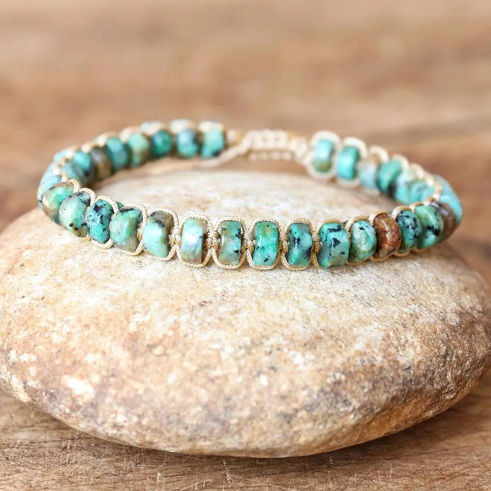 NEIPOCN Braided Bracelet With African Jasper Beads Unisex