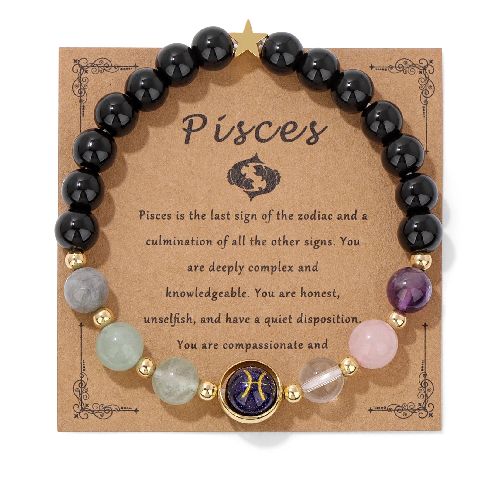 GolbalJew Zodiac Beaded Bracelet Obsidian Tiger Eye Unisex