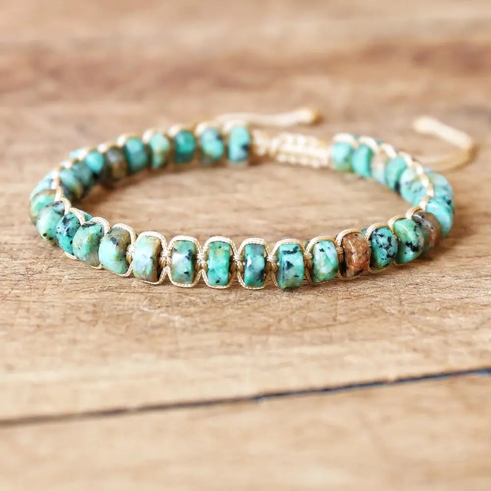 NEIPOCN Braided Bracelet With African Jasper Beads Unisex