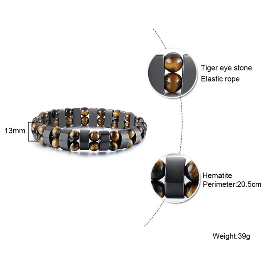 Premium Beaded Bracelet Tiger Eye Hematite For Unisex