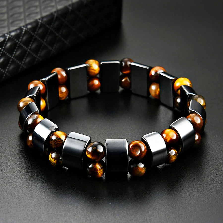 Premium Beaded Bracelet Tiger Eye Hematite For Unisex