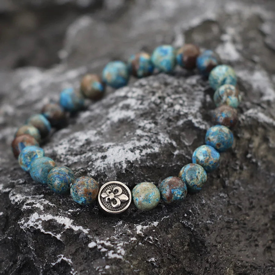 NoterCN Stone Beaded Bracelet Stainless Steel Gift For Men