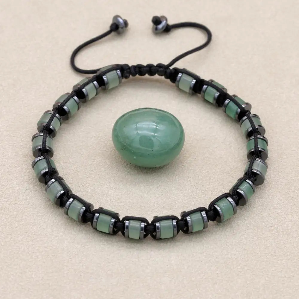 Tinker Shop Bracelet Braided Malachite Hematite for Unisex