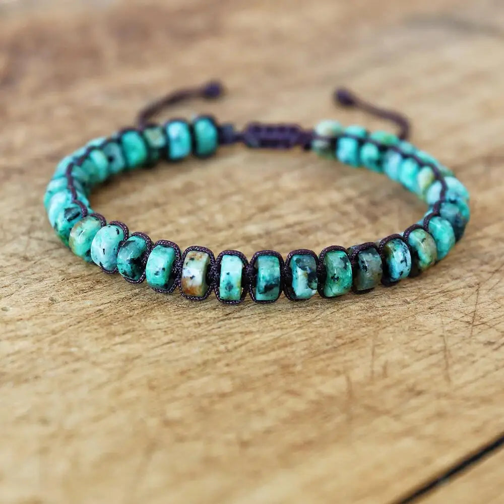 NEIPOCN Braided Bracelet With African Jasper Beads Unisex