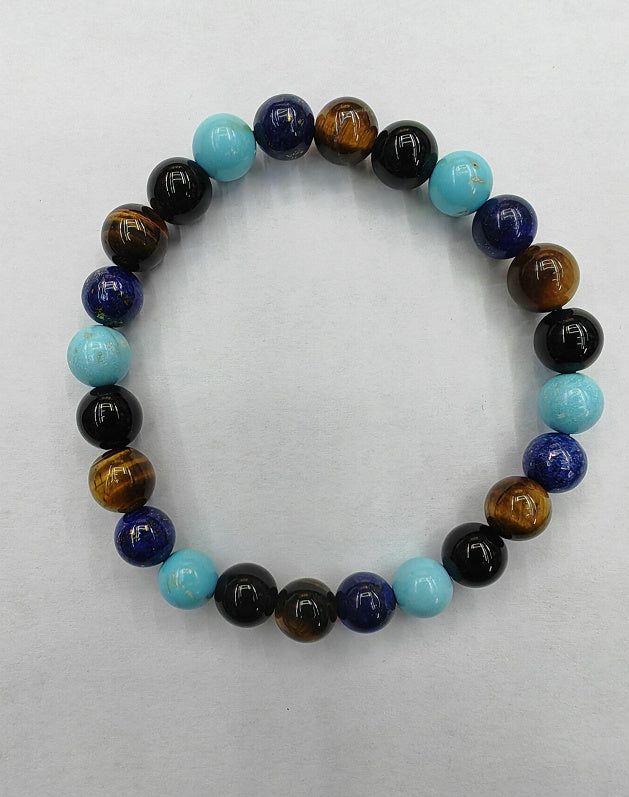 Tiger Eye Matte Blue Gold Stone Bracelet Exclusive Edition