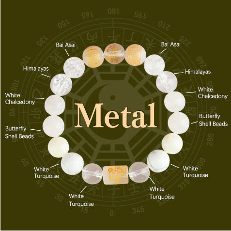 Five Elements Gold Wood Water Fire Soil Natural Crystal Bracelet