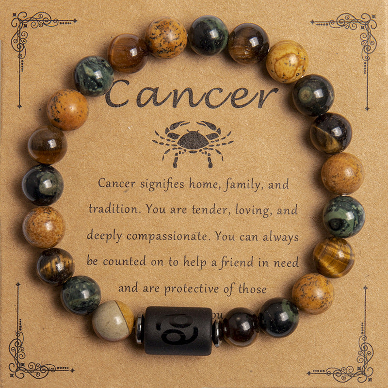 European Tigereye Beaded Bracelet Zodiac Constellations Fans