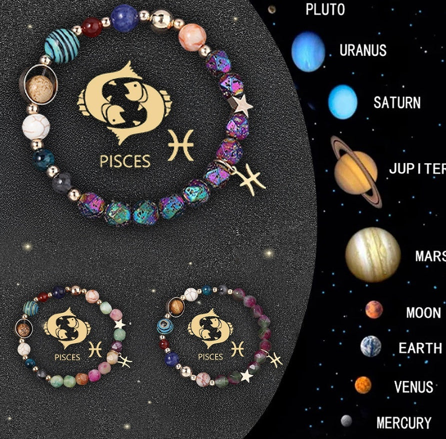 Crystal Stone Zodiac Sign Bracelet