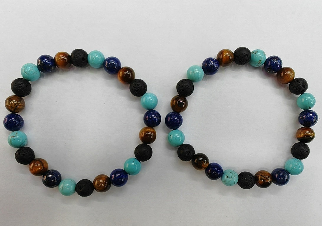 Tiger Eye Matte Blue Gold Stone Bracelet Exclusive Edition