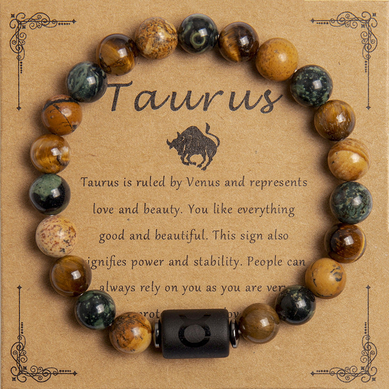 European Tigereye Beaded Bracelet Zodiac Constellations Fans
