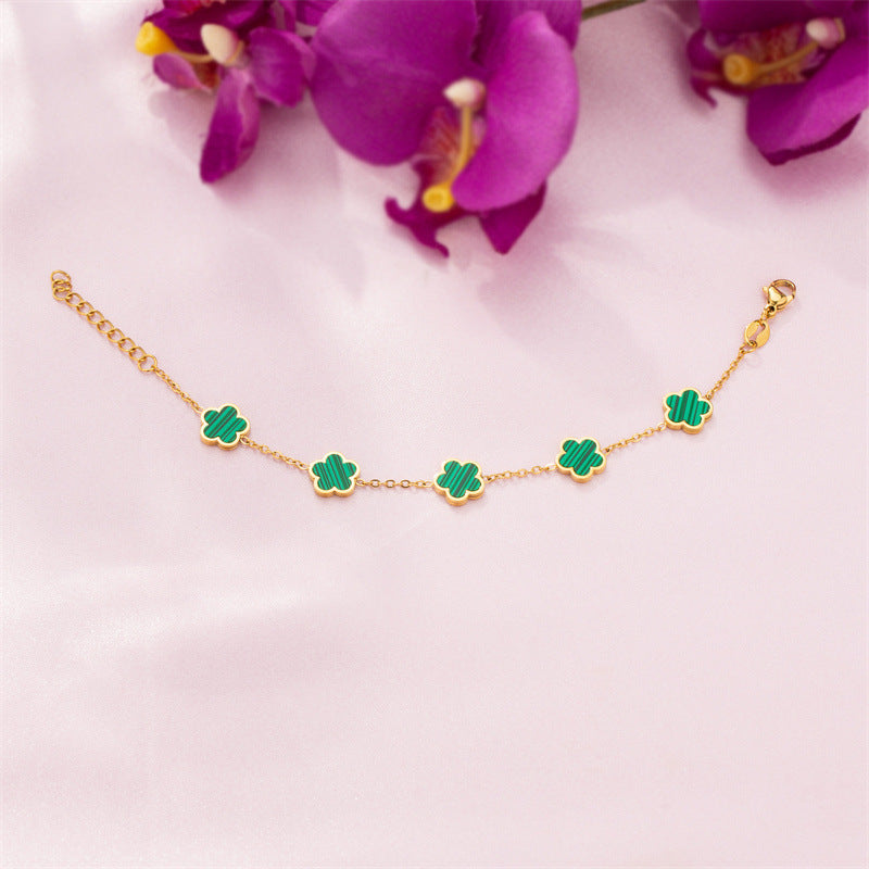 Brand Gold Bracelet Elite Floral Green Drop Gum Motif