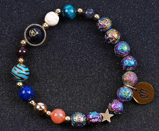 Blue San Colorful Volcanic Rock Twelve Constellations Bracelets