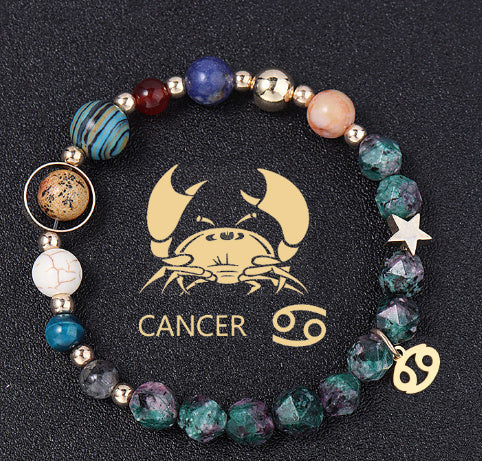 Natural Stone Twelve Constellations Bracelets Cut Hemp Stone Fashion