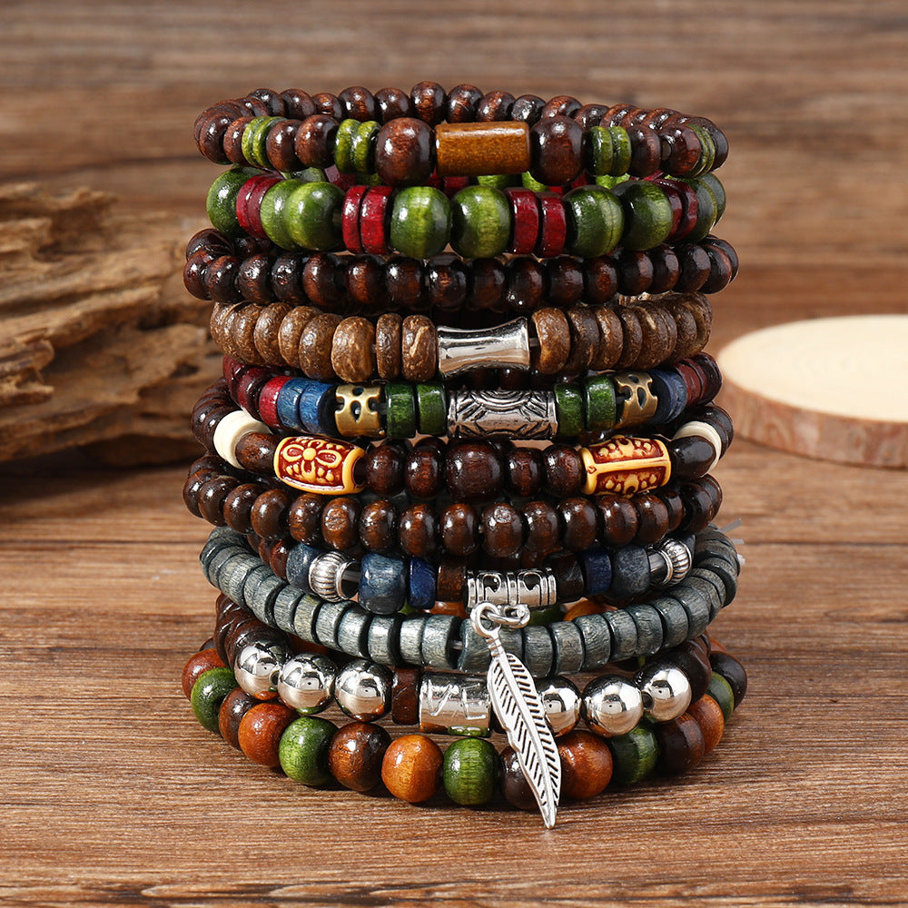 Brand Exclusive Bohemian Retro Wooden Bead Bracelet Set