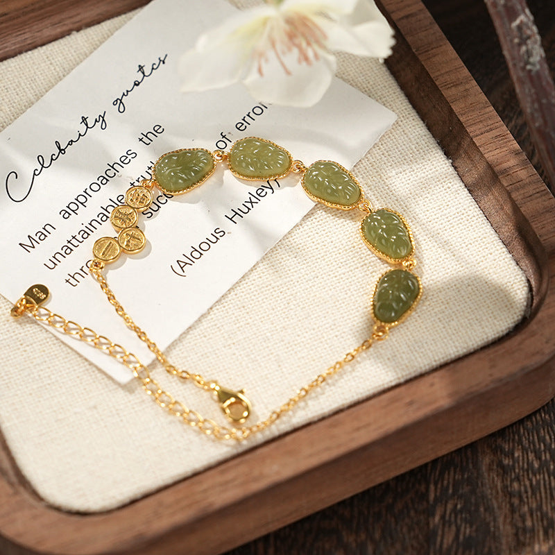 S925 Silver Hetian Jade Gradient Bracelet Light Luxury Advanced