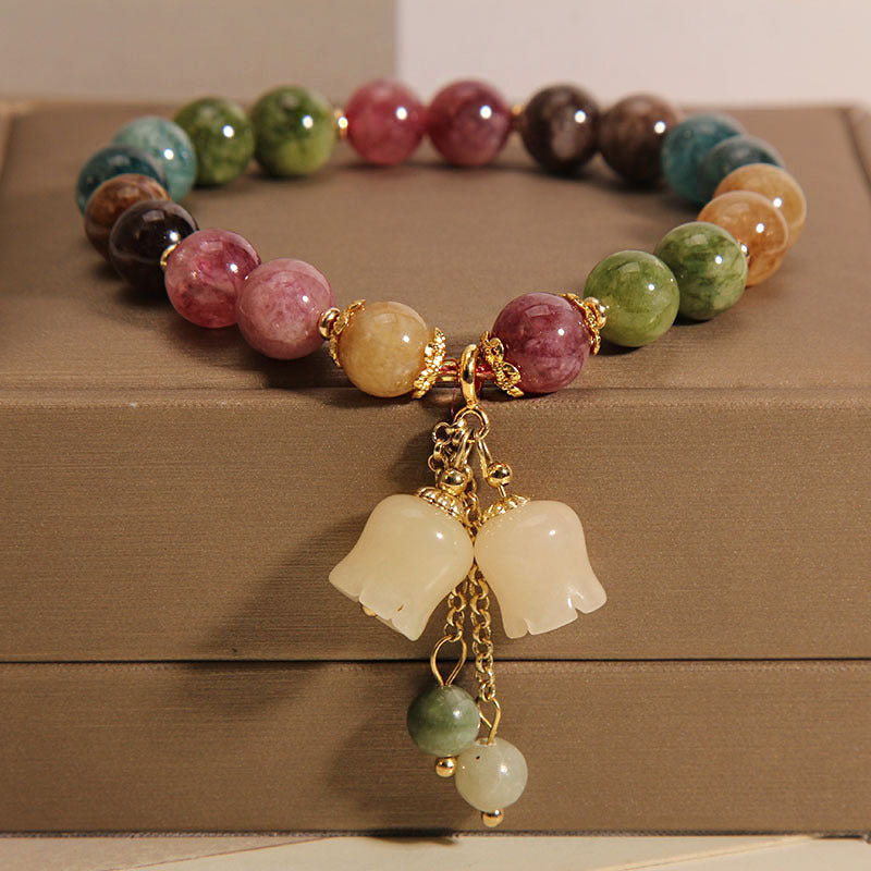 Brand Jade Tourmaline Lily Pendant Bracelet Signature
