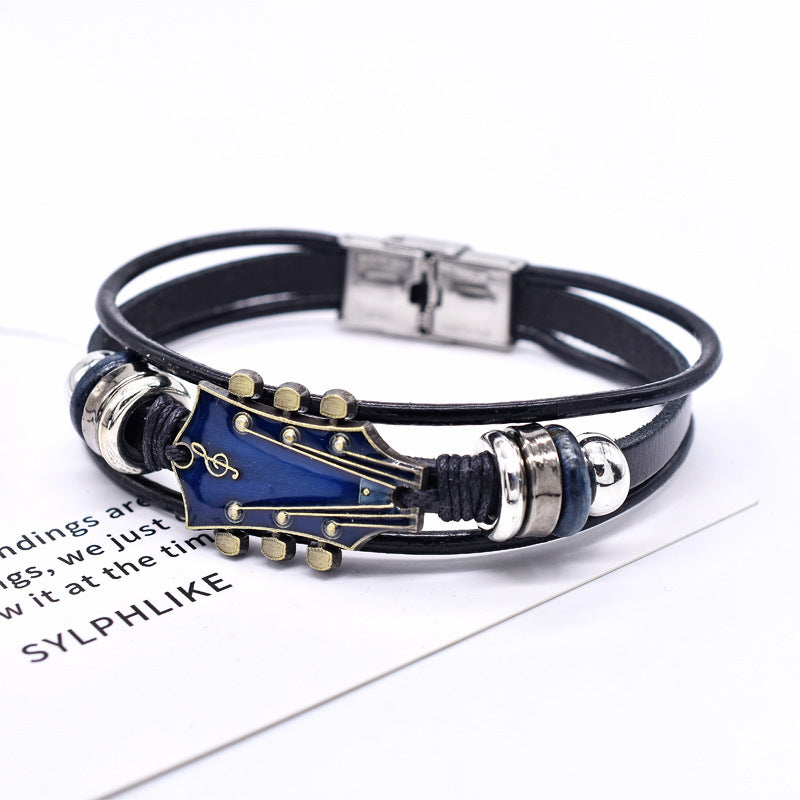 European Leather Bracelet Zinc Alloy Music Guitar Exclusive