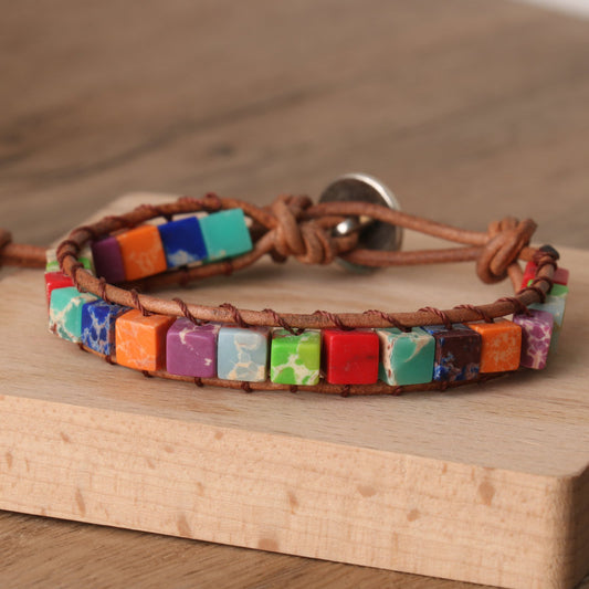 Brand Elite Emperor Stone Square Woven Bracelet Crystal