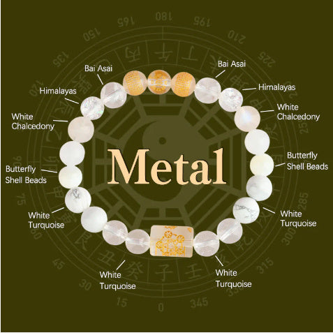 Five Elements Gold Wood Water Fire Soil Natural Crystal Bracelet