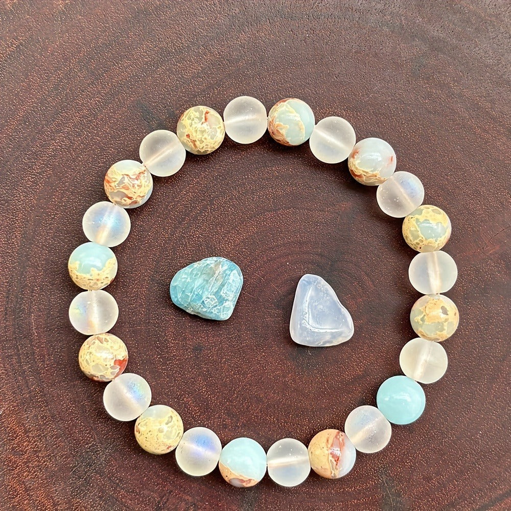 Limited Woven Wooden Pattern Gemstone Powder Bracelet