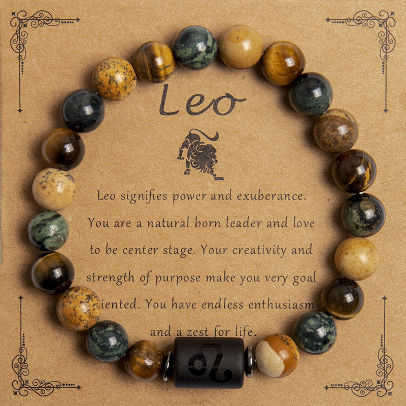 European Tigereye Beaded Bracelet Zodiac Constellations Fans