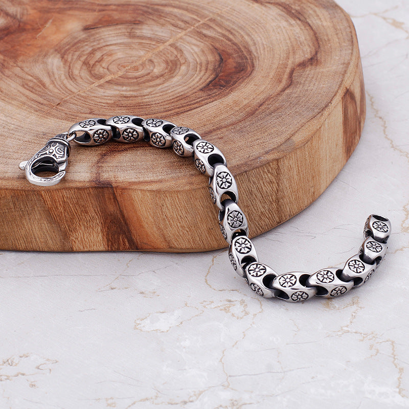 Stainless Steel Flower Cutout Titanium Steel Men's Bracelet