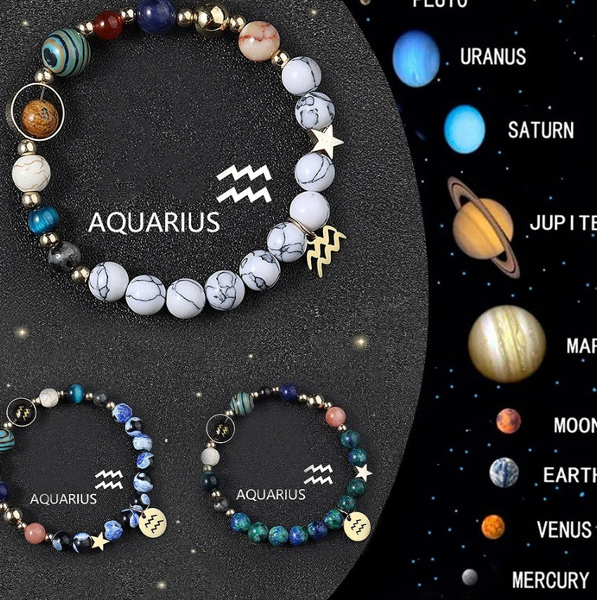 Crystal Stone Zodiac Sign Bracelet