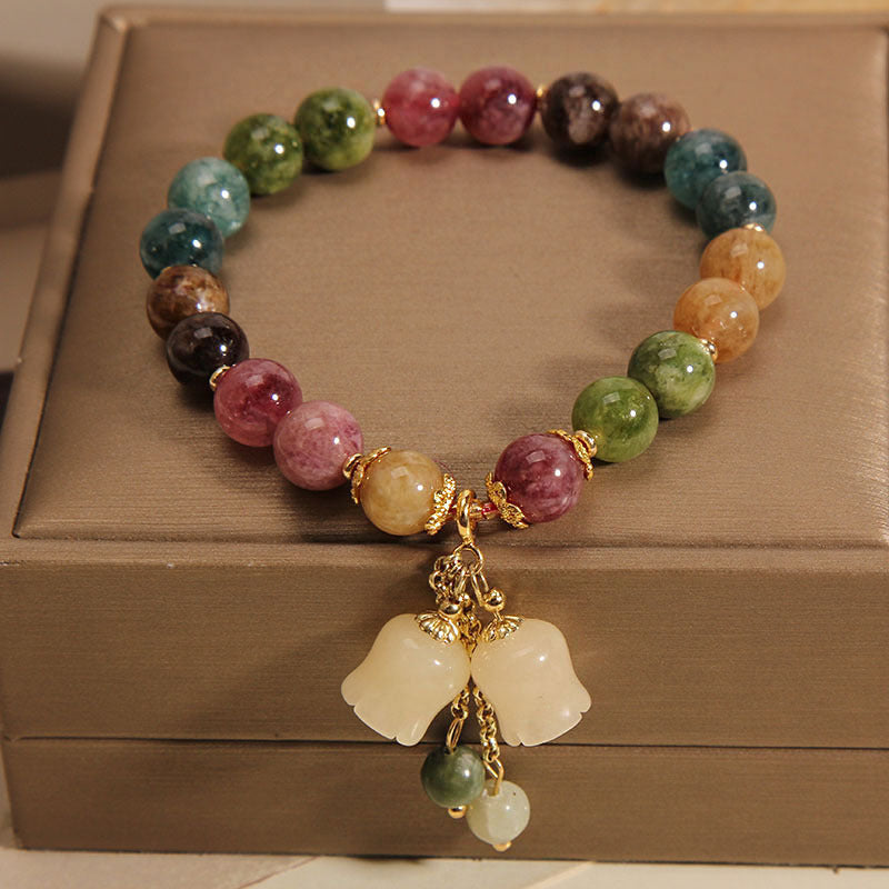 Brand Jade Tourmaline Lily Pendant Bracelet Signature