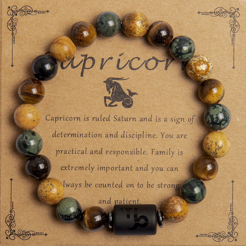 European Tigereye Beaded Bracelet Zodiac Constellations Fans