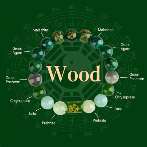 Five Elements Gold Wood Water Fire Soil Natural Crystal Bracelet