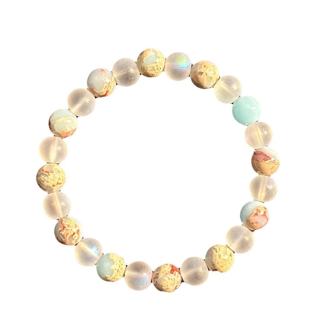 Limited Woven Wooden Pattern Gemstone Powder Bracelet
