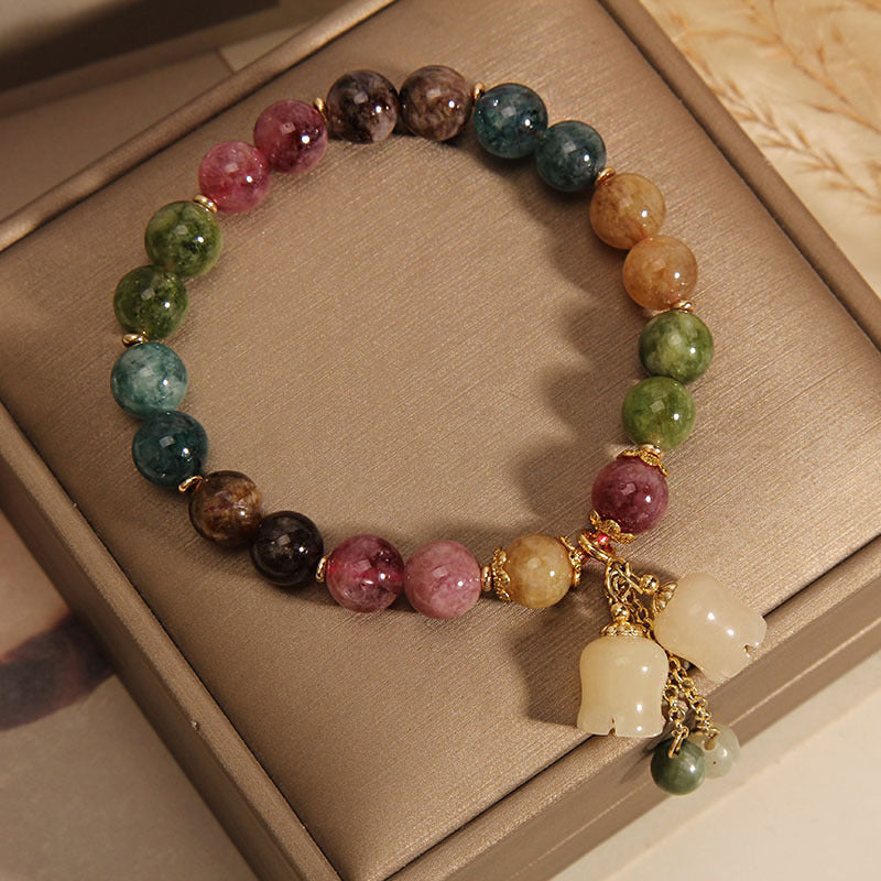 Brand Jade Tourmaline Lily Pendant Bracelet Signature