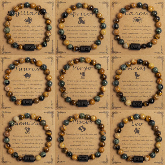 European Tigereye Beaded Bracelet Zodiac Constellations Fans