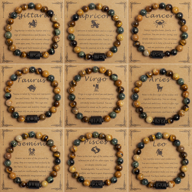 European Tigereye Beaded Bracelet Zodiac Constellations Fans