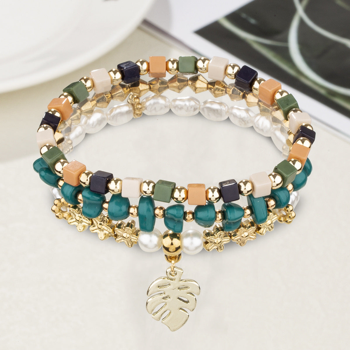 Premium Exotic Bracelet With Leaf Pendant For Women