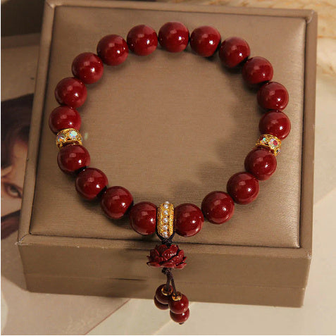 Cinnabar Lucky Bag Protective Talisman Round Beads Bracelets