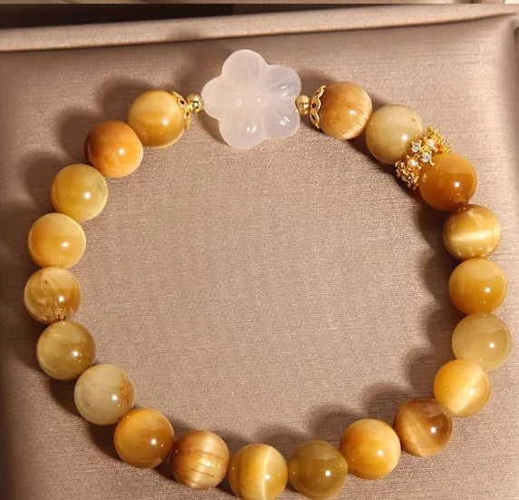 Chinese Natural Gold Tiger-eye Bracelet Women's Light Luxury