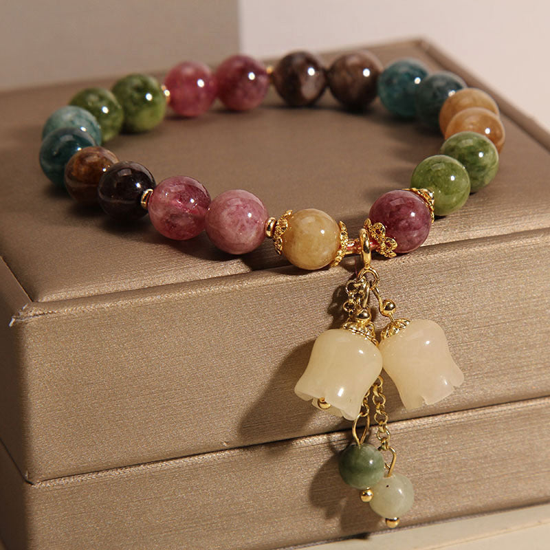 Brand Jade Tourmaline Lily Pendant Bracelet Signature