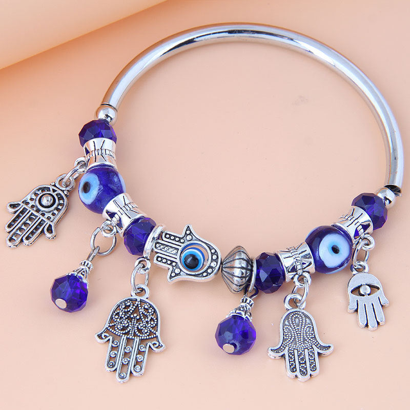 Our Brand Elite Evil Eye Bracelet Rose Shell Crystal Beads